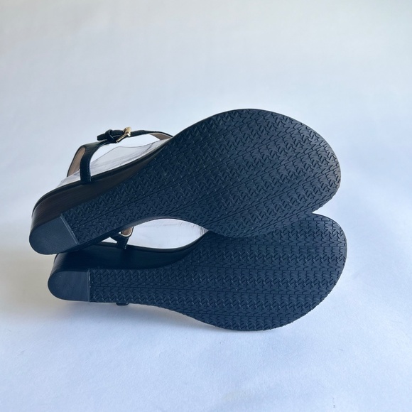 Michael Kors Black Genuine Leather Wedge Sandals size 9.5 - Picture 10 of 16